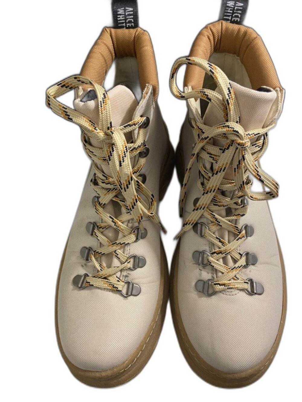 Alice + Whittles Weekend Boot Womens 8 Cream Canvas Hiking Boots Portugal 38